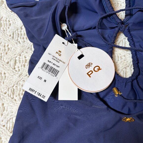 PQ Swim Keyhole Braided One-Piece Swimsuit Navy – Women’s Small‎ NWT - Picture 6 of 6